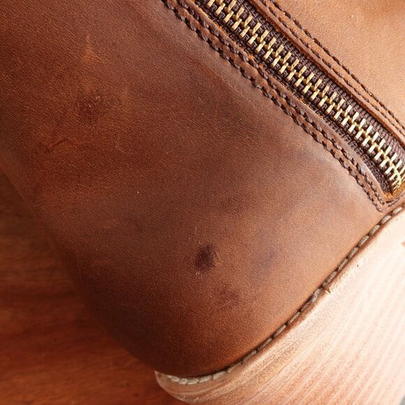 Portland Leather Patina Boots Womens Size 9 Brown Leather Ankle Side Zip Heeled - Picture 8 of 16